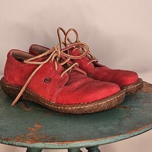 Born Concept Red Suede Oxford Shoes, Womens Sz 7